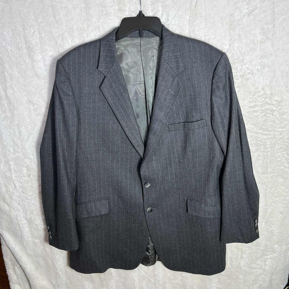 Givenchy Blazer‎ Monsieur Charcoal Gray With Stripes Wool 2 Buttons